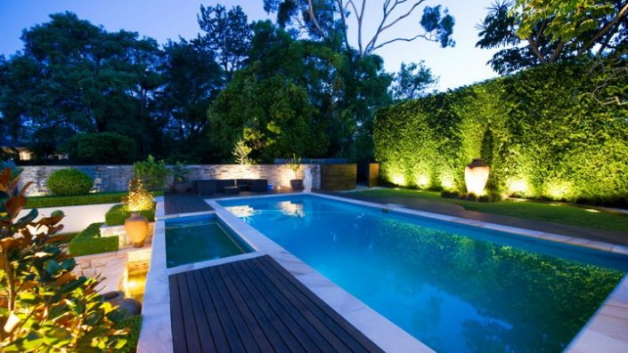 Illuminated Pool Garden
